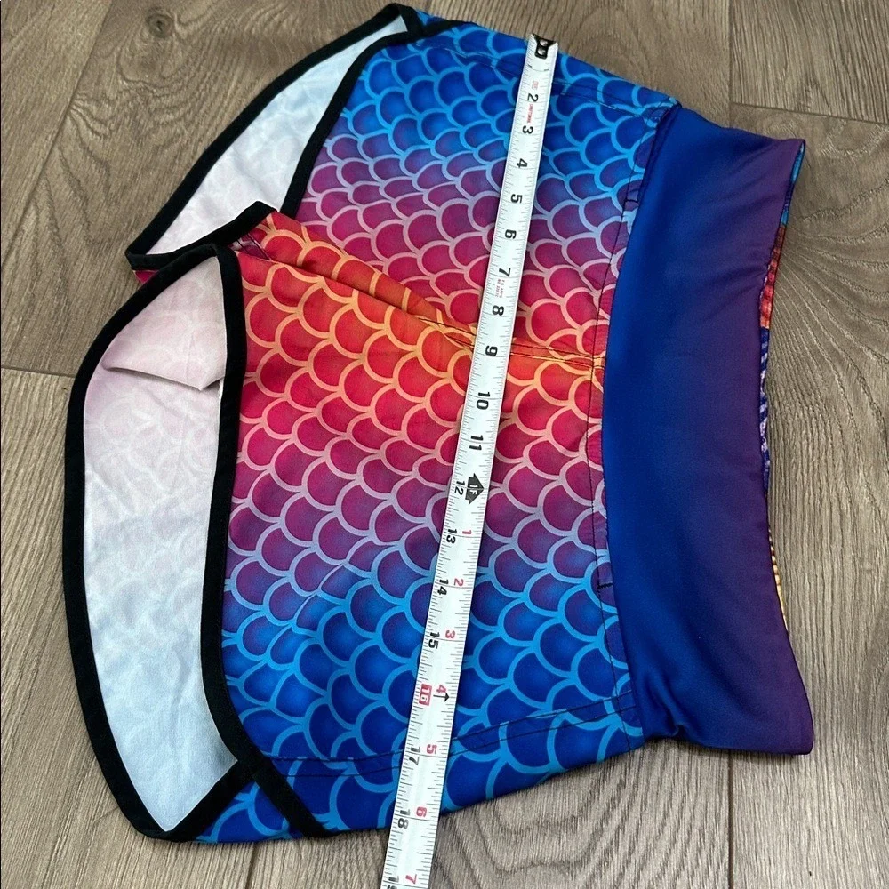INKnBURN Mermaid Scale Performance Lined Running Shorts Blue Red Size 6 - Picture 11 of 13